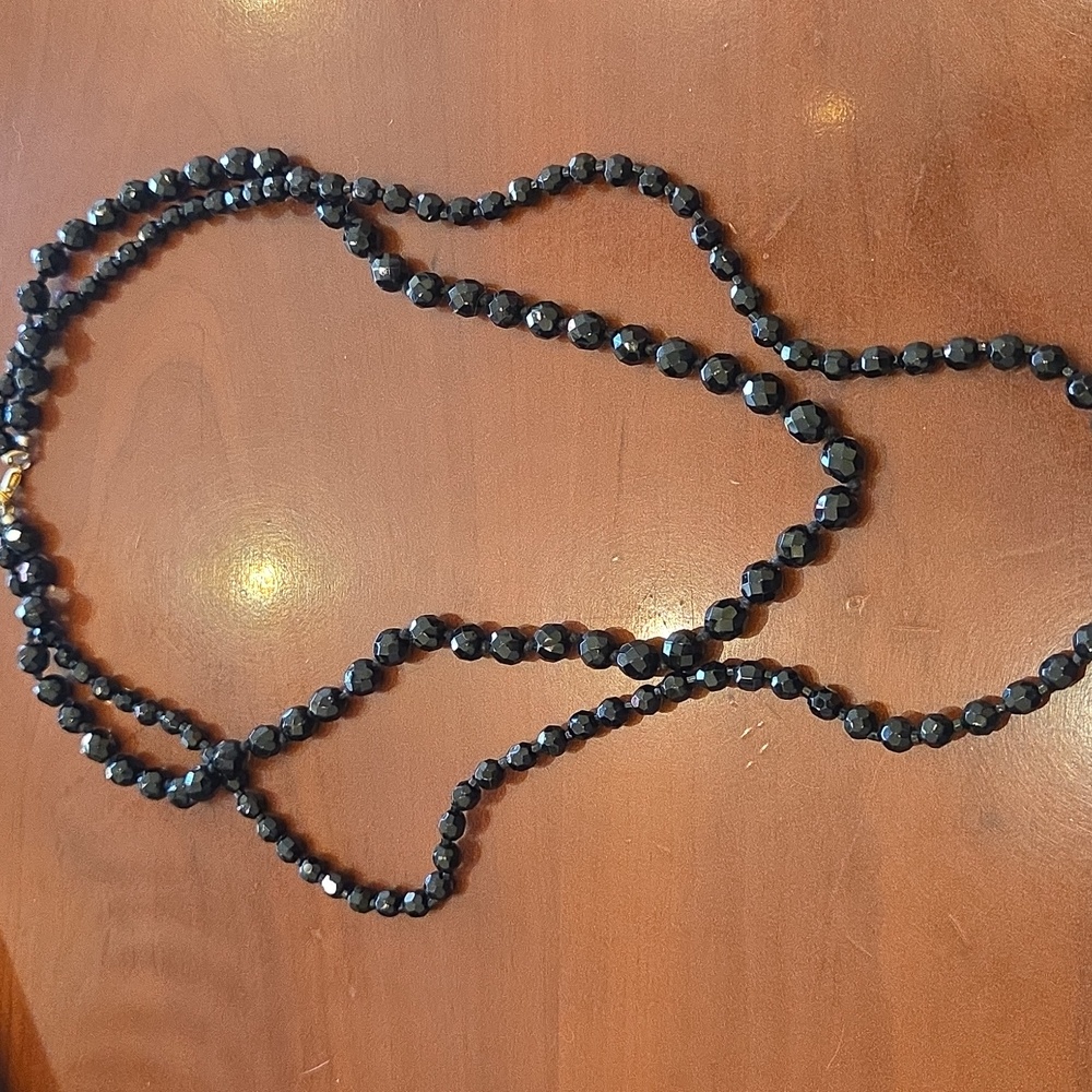 Vintage Black Jet Bead Necklace